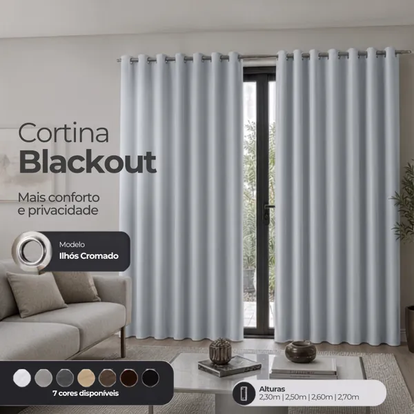 Cortina Blackout  Premium  3 Metros -  Modelo para Varão/Ilhós - Corta Luz