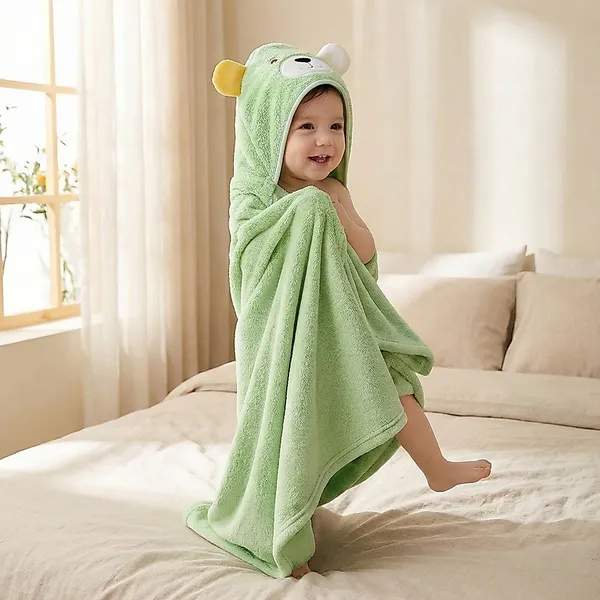 Toalha De Banho Bebê Capuz Roupão Infantil Recém Nascido Criança Bichinho Bordado Absorvente 80 x 80cm