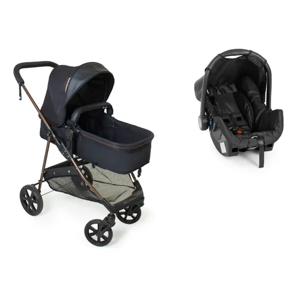 Kit Carrinho de Bebe Napoli Galzerano + Bebe Conforto Travel System Resistente 2 em 1 Dobrável