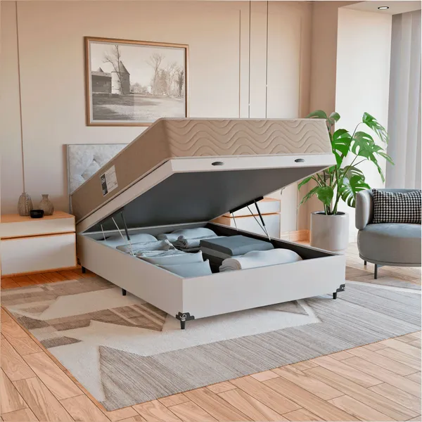CAMA BOX BAú VIúVA + COLCHãO ORTOPéDICO PRIME D45 128X188CM