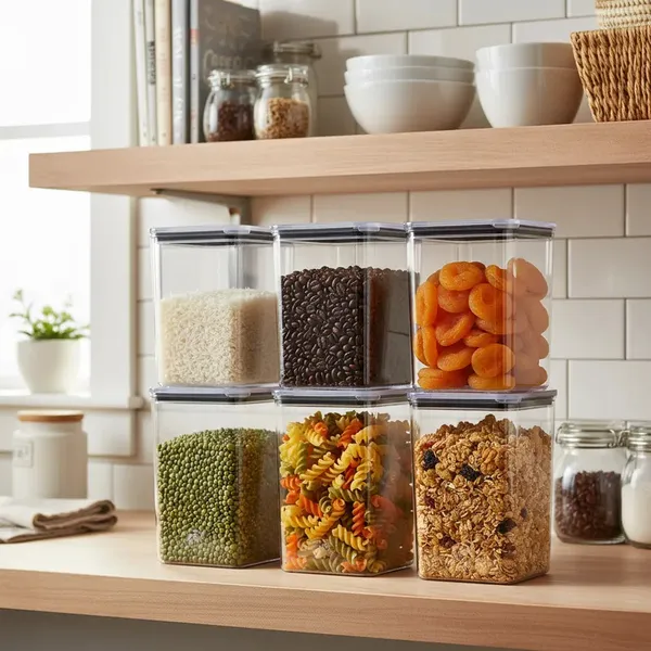 Jogo com 6 Potes Hermético 1,1 Litro Armazenar Alimento Organizar