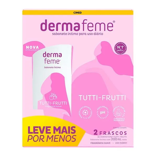Sabonete Íntimo Dermafeme Tutti-Frutti c/ 2 und 200ml
