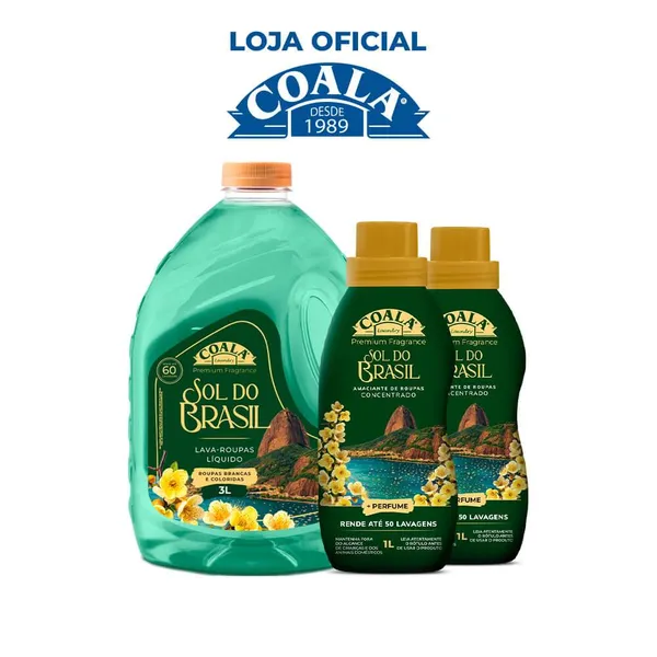 Kit Coala Laundry 1 Lava Roupas 3L + 2 Amaciantes - Sol do Brasil