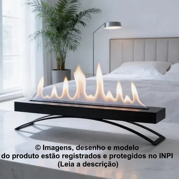 Lareira Ecológica Biocombustível 70cm Preta Aço Para todos ambientes