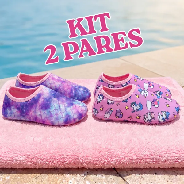 Kit Sapatilha Aquática Antiderrapante Infantil Menina
