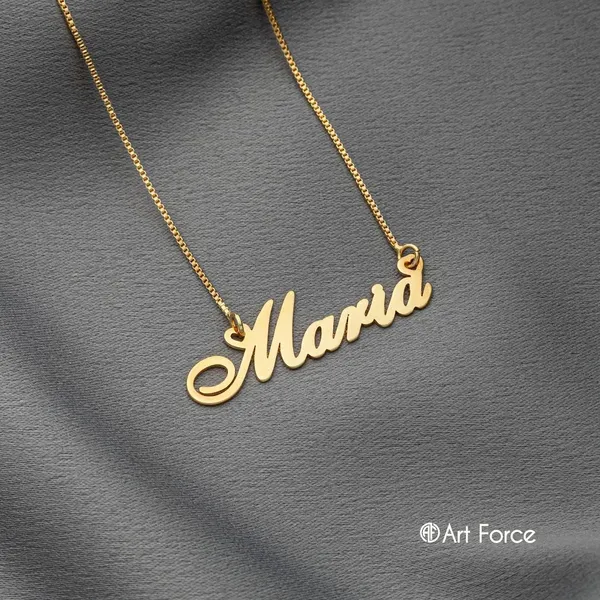 Colar Nome Personalizado Folheado a Ouro 18k Cursivo Exclusivo – Art Force Semijoias