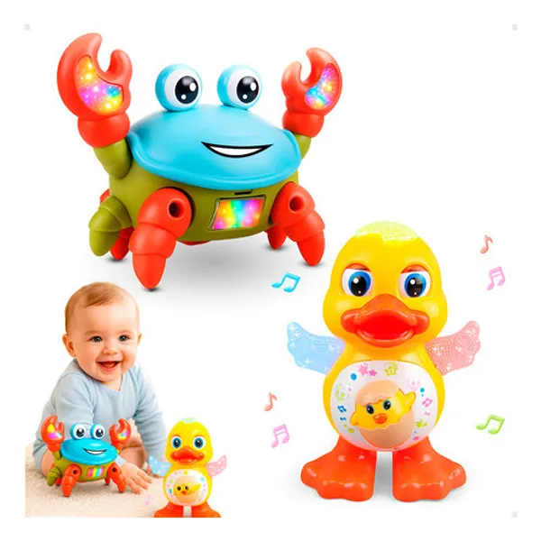 Kit Brinquedos Pato Dançante E Caranguejo