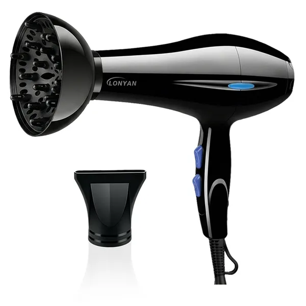Secador de Cabelo Profissional com Difusor 127V/220V/110V, Íon Negativo, Alta Velocidade, Silencioso, Leve, 5 Níveis Quente e Frio