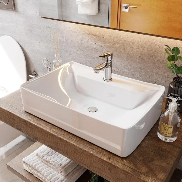 Cuba Grande 35x50cm para Banheiro Movelove Venuz Branco Brilho de Sobrepor para Lavabo
