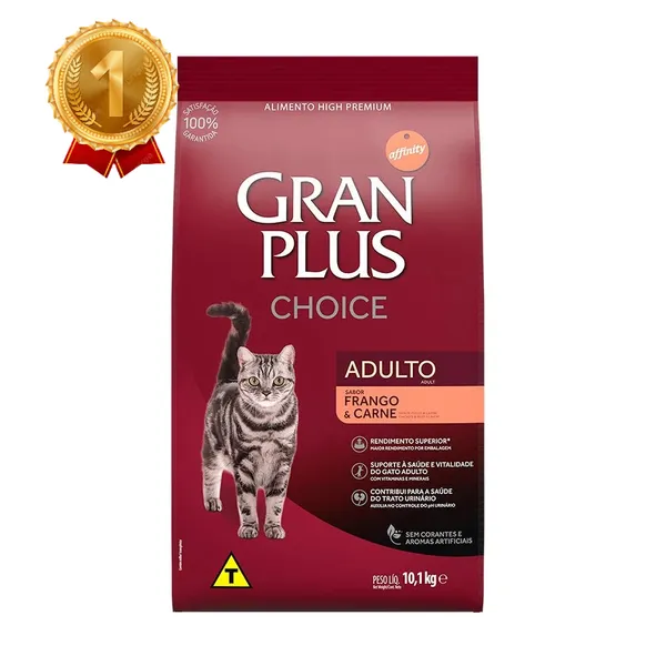 Ração GranPlus Choice Gatos Adultos Frango e Carne 10,1KG