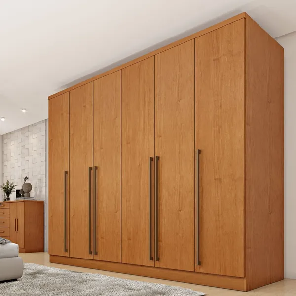 Guarda Roupa Casal 6 Portas 8 Gavetas 270cm Portugal Yescasa Marrom/Cinamomo