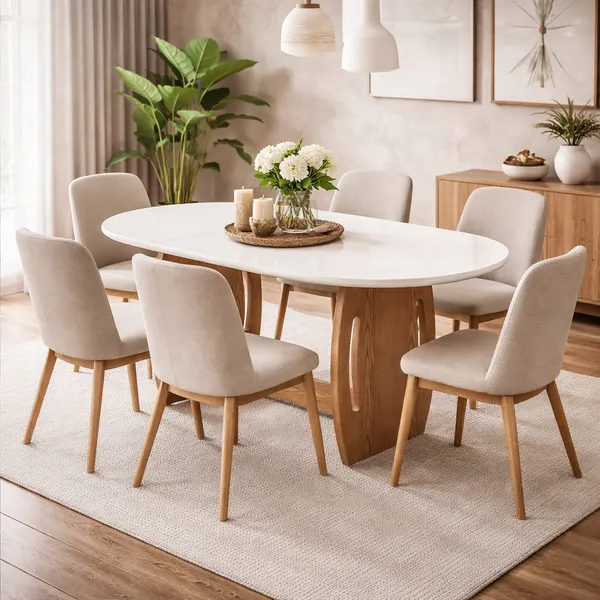 Mesa de Jantar 4 Lugares Oval 137x90cm – Montagem com Encaixe Invisível