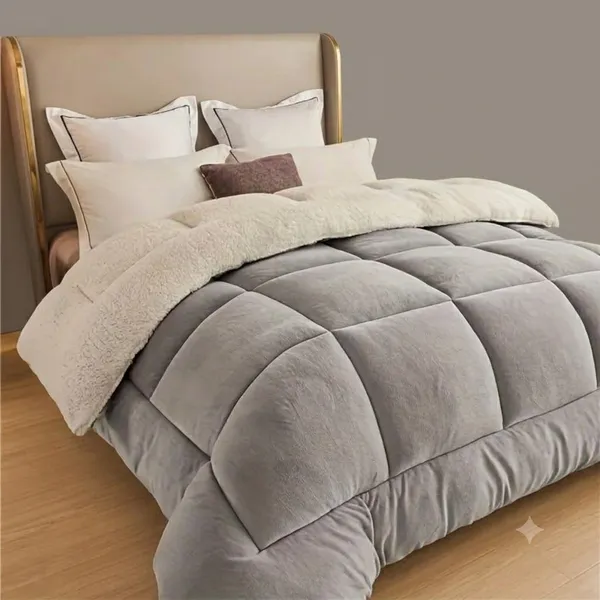 COBERDROM EDREDOM CASAL QUEEN MANTA SHERPA DUPLA FACE MICROPERCAL 400 FIOS INVERNO GROSSO