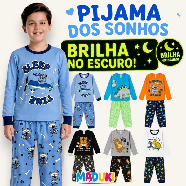 Kit 4 Peças Pijama Infantil Masculino