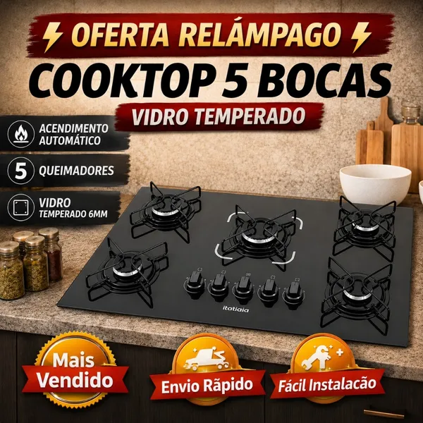 Fogao Cooktop 5 ou 4 bocas Itatiaia Essencial 5 Bocas Envio Imediato