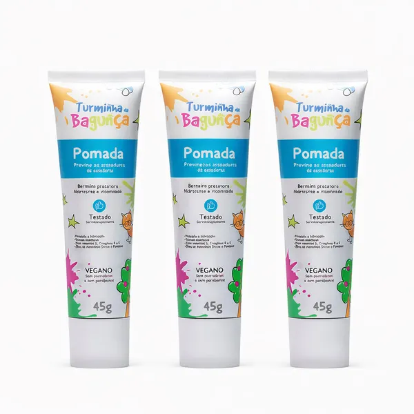 Kit 3 Pomadas para Assaduras Turminha da Bagunça 45g Pomada bebê