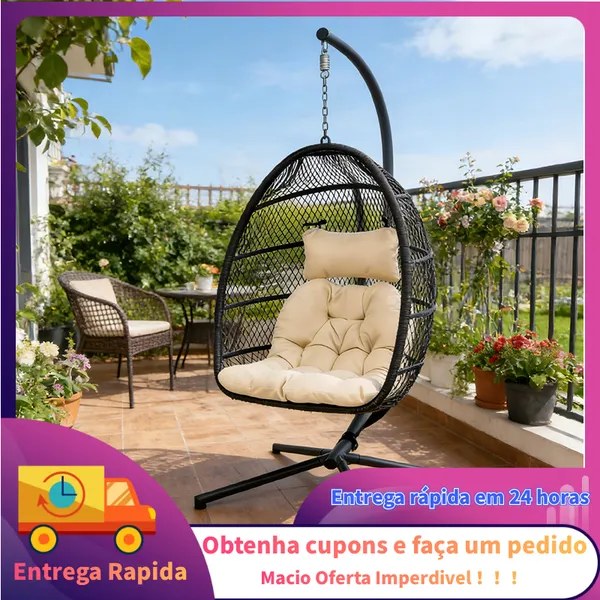 Cadeira Suspensa Balanço Ninho Com Suporte, Confortável Moderno E Resistente À Água E Chuva,Reforçado Suporta até 160 Kg
