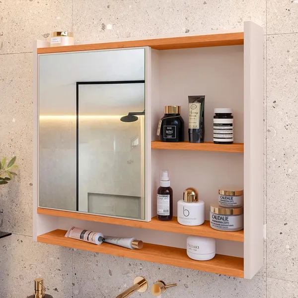 Espelheira Suspensa para Closet, Porta e Armário com Nicho – Diversas Cores