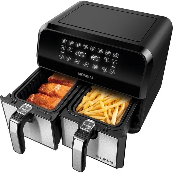 Fritadeira Air Fryer Dual com Duplo Cesto 8L Mondial 2000W AFD-01-BI
