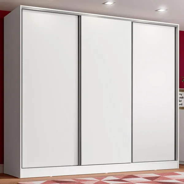 GUARDA ROUPA JUVENIL 100% MDF MADESA KEVIN 3 PORTAS DE CORRER - BRANCO