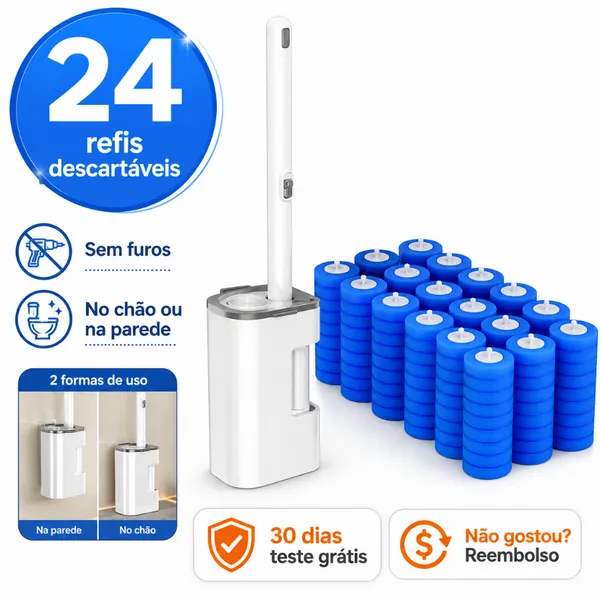 Toilet Brush with Disposable Refills, Toilet Cleaning Holder, 24-Refill Kit