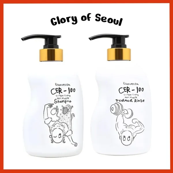 ELIZAVECCA CER-100 Collagen Coating Hair A+ Muscle Shampoo, 500mL / Collagen Coating Hair Treatment Rinse 500mL