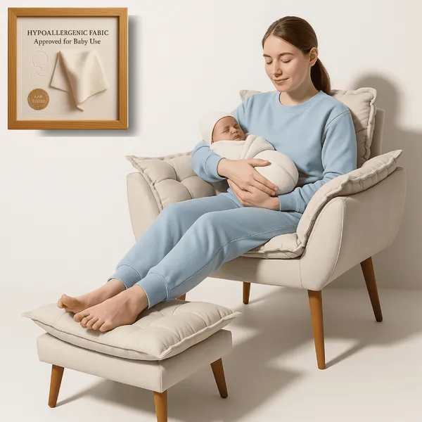 Poltrona Para Amamentação - Poltrona Decorativa -  Poltrona com Puff Para Sala De Estar Luxo