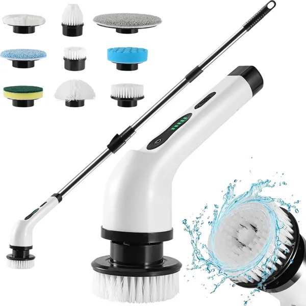 Escova de Limpeza Multiuso Elétrica Sem Fio 360° com 9 Cabeças