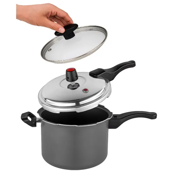 Panela de Pressão 4,5L Antiaderente com Tampa de Vidro