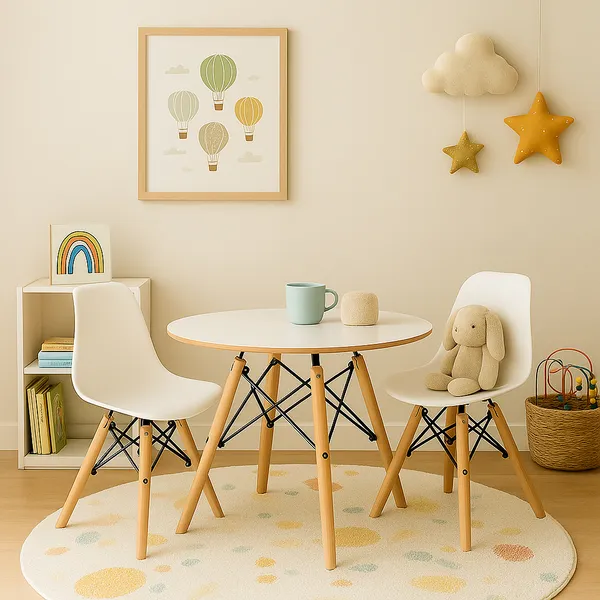 Kit Mesa Infantil Eames 60cm com 2 Cadeiras para Quarto e Brinquedoteca - Seat&co