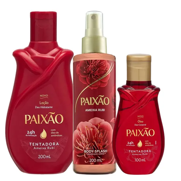 Kit Tentadora Ameixa Rubi Paixão - Loção 200ml + Body Splash 200ml + Óleo Corporal 100ml