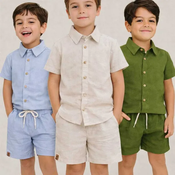 Conjunto Menino ​Infantil Maurinho Gola Polo FestasTecido Linho ALTO PADRAO