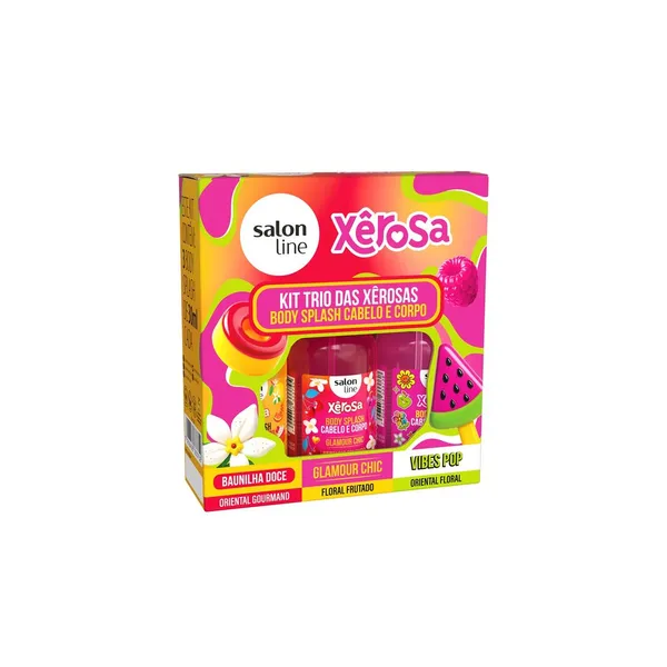Kit Xêrosa Salon Line (Body Splash Baunilha Doce, Glamour Chic e Vibes Pop - 30ml)