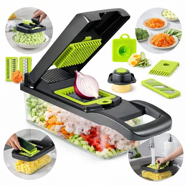 Kit Cortador de Legumes e Ralador de Plástico/Inox 12 Peças