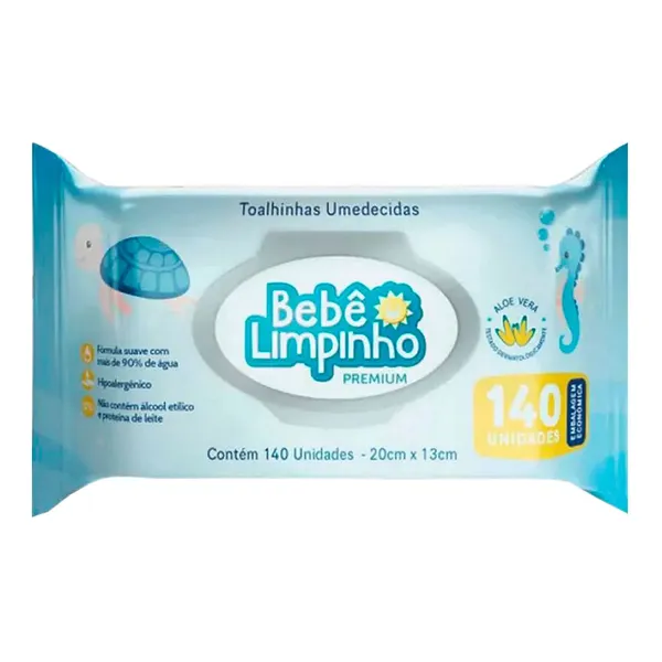 Toalha Umedecida Bebê Limpinho Premium – 140 Unidades