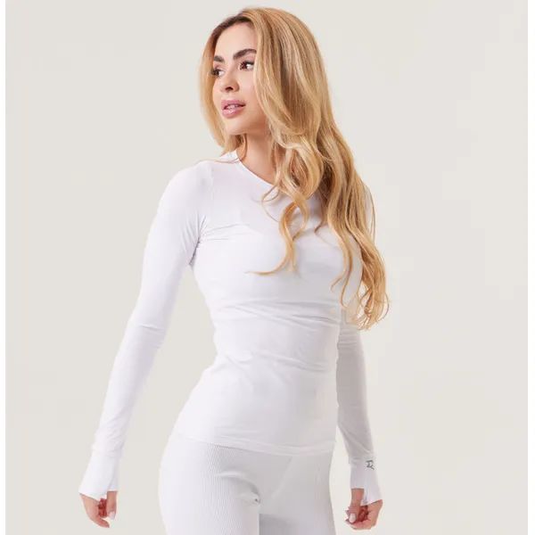 Camiseta Segunda Pele Feminina Manga Longa Academia Treino Confortável Detalhe Dedeira Chloe