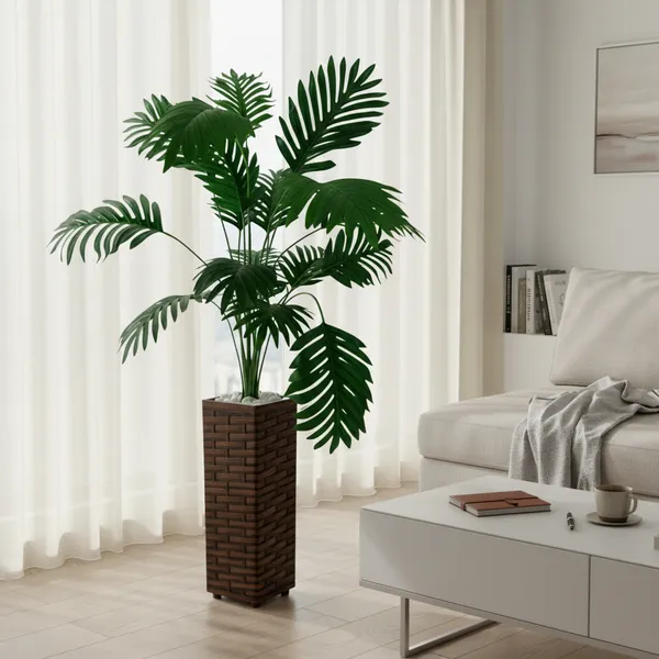 Planta Artificial Palmeira Toque Real com Vaso Grande Decorativo Decoração Enfeite Casa Sala