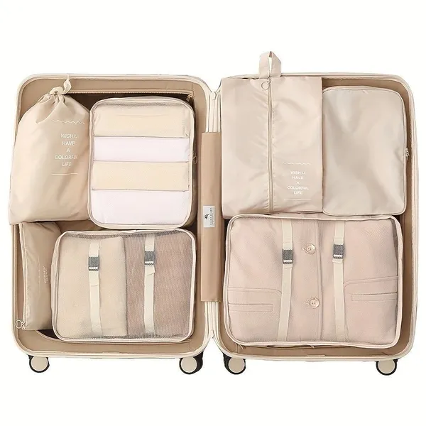 Kit Conjunto 7 Peças Organizador De Viagens Organizadoras Para Malas Bolsa