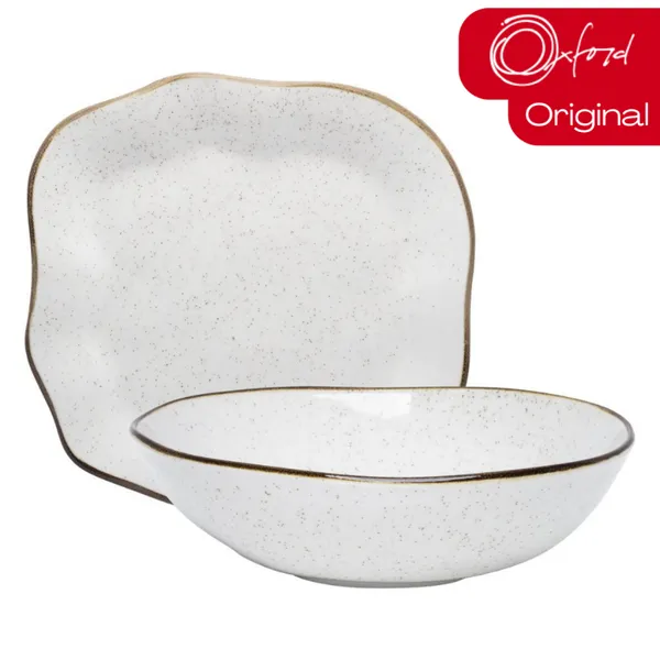 CONJUNTO TRAVESSA SALADEIRA BAIXELAS PARA SERVIR RYO MARESIA AREIA OXFORD PORCELANAS