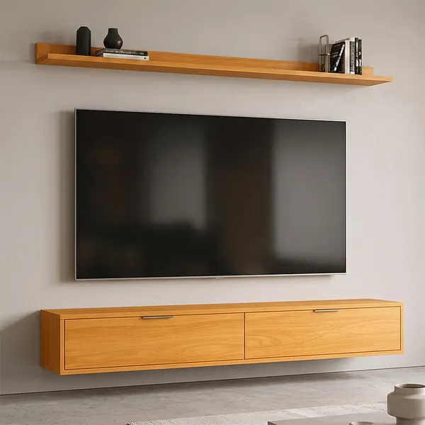 Rack Tv 65 Pol. Suspenso 160cm 2 Portas Lila Cinamomo Z49   - Mpozenato