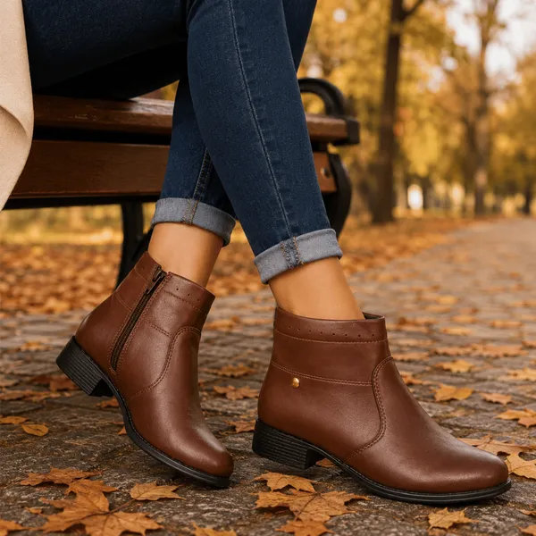 Coturno Feminino Cano Curto Estiloso Confortável Casual Trabalho Passeio Moda Dia Dia