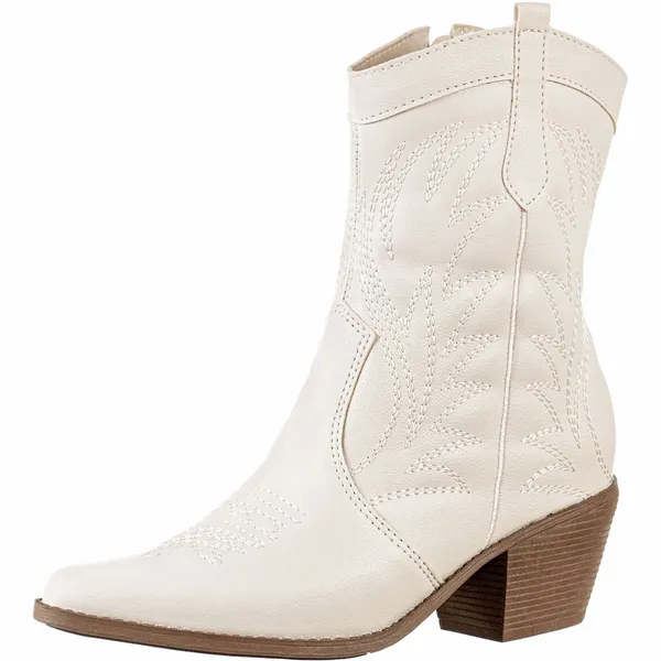 Bota Feminina ​Western Texana Cano Curto Bordada