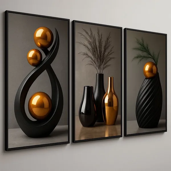 Quadro Decorativos 3 Peças Abstrato Nordic Hal Decoração de Parede Casa Quarto Escritório