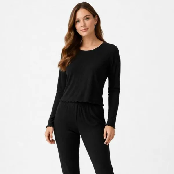 Pijama Feminino Inverno Suede Canelado Conforto Estilo Toque Macio