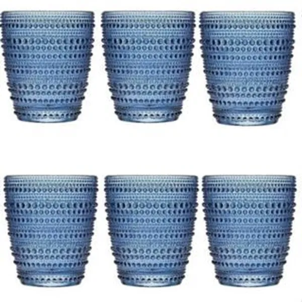 Jogo 6 Copos de Vidro Pérola Luxo 300ml Água Suco 4 cores