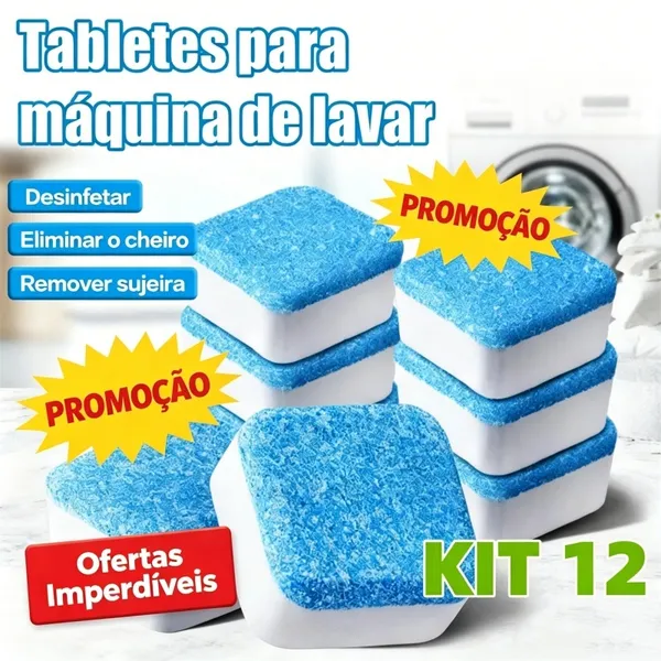 12 Unid. Limpador para Máquina de Lavar Roupas Limpeza Profunda Tabletes