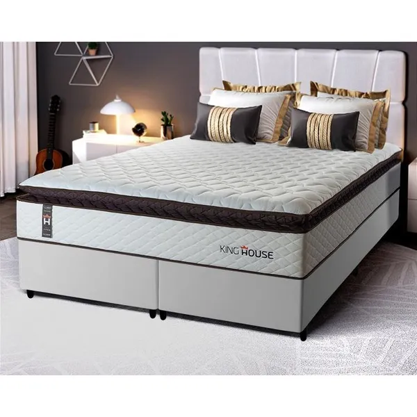 CONJUNTO CAMA BOX ESPUMA SAN DIEGO BRANCO KING 193X203X67