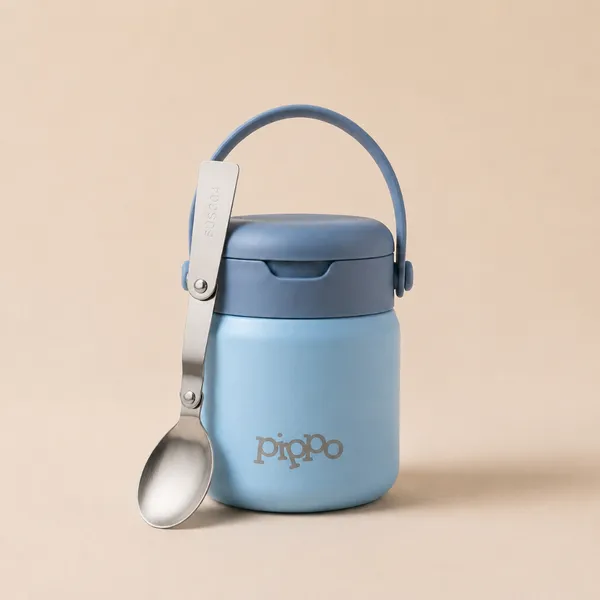 Pote Térmico Infantil Bebê Criança Pippo 360ml Aço Inox C/ Colher c/ vedação para Papinha/Marmita
