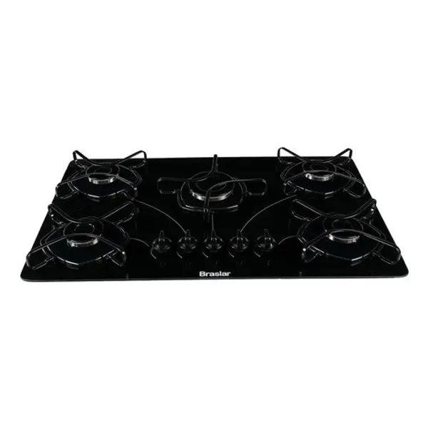 COOKTOP FOGãO COM ALIMENTAçãO GáS - BRASLAR 5 BOCAS COR PRETO - 5 QUEIMADORES
