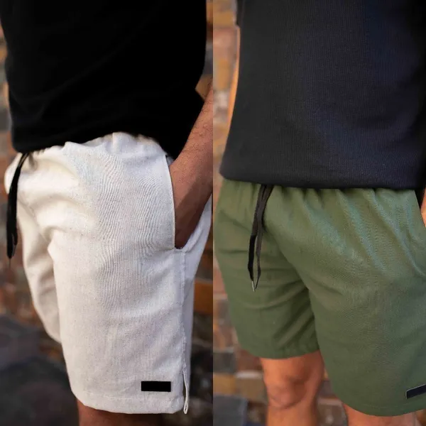 Kit 2 Short Linho Masculino Com Bolso Faca Discreto